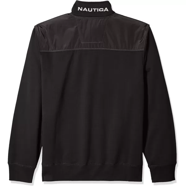 Nautica Mens 14 Zip Pieced Fleece SweatshirtTrue Black