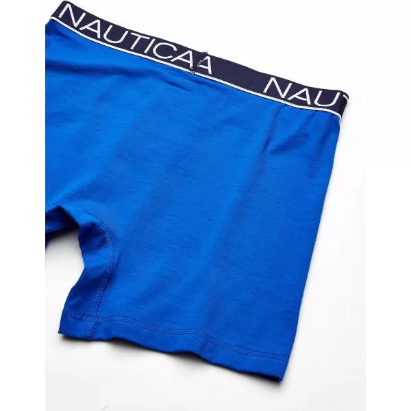 Nautica Mens 3 Pack Cotton Stretch Boxer BriefAero BlueSea CobaltAnchor Printpeacoat