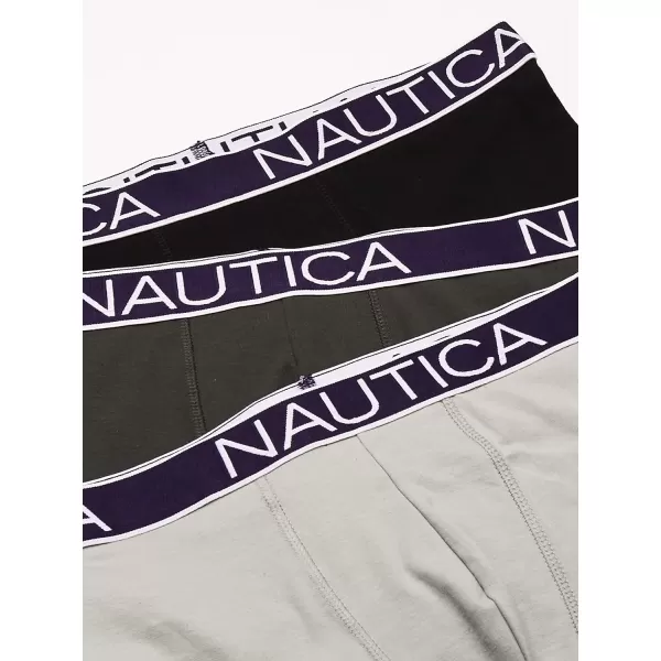 Nautica Mens 3 Pack Cotton Stretch Boxer BriefBlackCharcoalAlloy