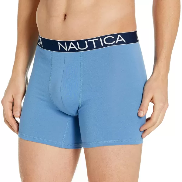 Nautica Mens 3 Pack Cotton Stretch Boxer BriefMonaco BlueRiviera BlueSails Nautica Red