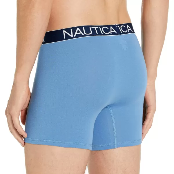 Nautica Mens 3 Pack Cotton Stretch Boxer BriefMonaco BlueRiviera BlueSails Nautica Red