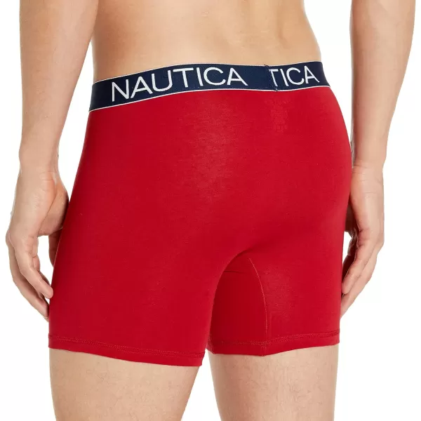 Nautica Mens 3 Pack Cotton Stretch Boxer BriefNautica RedCapriSwordfish Print Black