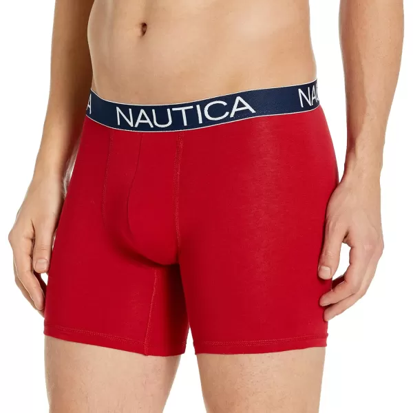 Nautica Mens 3 Pack Cotton Stretch Boxer BriefNautica RedCapriSwordfish Print Black