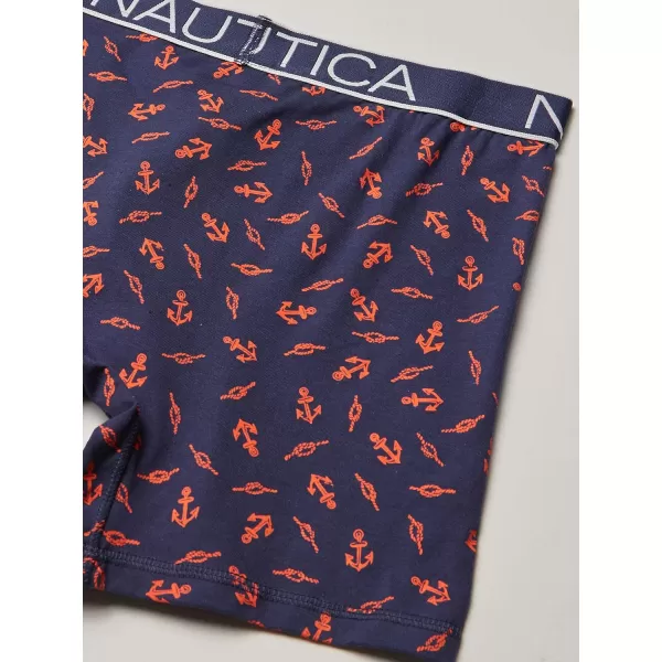 Nautica Mens 3 Pack Cotton Stretch Boxer BriefOrange PoppyAero BlueAnchorpeacoat