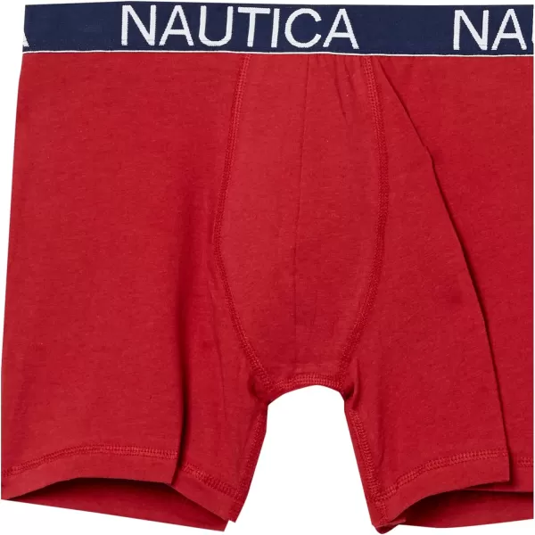 Nautica Mens 3 Pack Cotton Stretch Boxer BriefPeacoatHeather GreyNautica Red