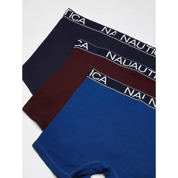 Nautica Mens 3 Pack Cotton Stretch Boxer BriefPeacoatMonaco BlueTawny Port