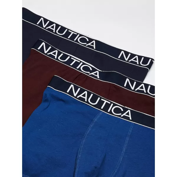 Nautica Mens 3 Pack Cotton Stretch Boxer BriefPeacoatMonaco BlueTawny Port