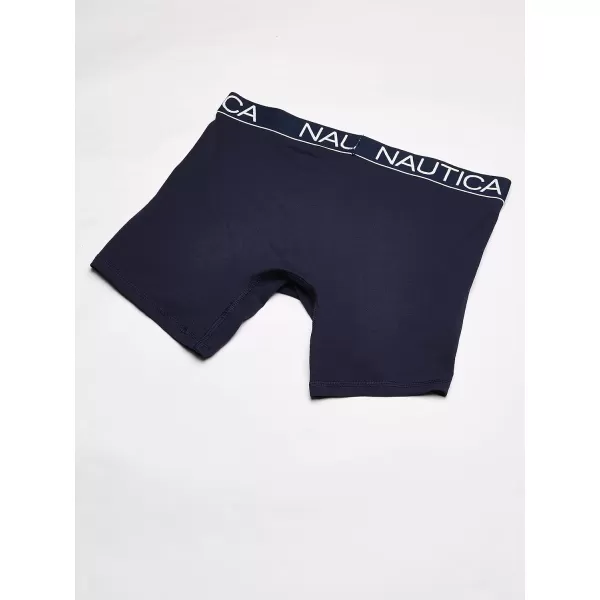 Nautica Mens 3 Pack Cotton Stretch Boxer BriefPeacoatSea CobaltAero Blue