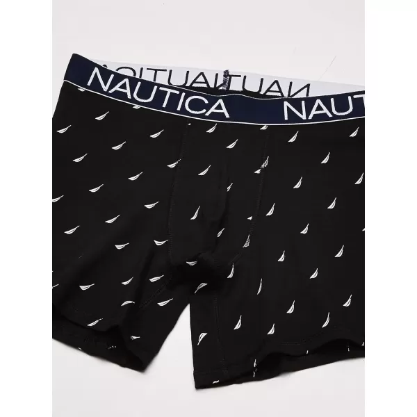 Nautica Mens 3 Pack Cotton Stretch Boxer BriefSea CobaltAlloySail Printblack White