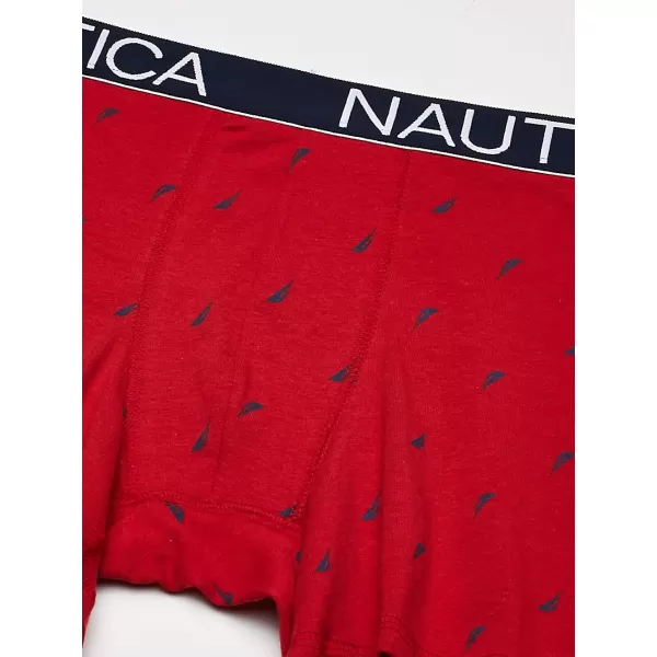 Nautica Mens 3 Pack Cotton Stretch Boxer BriefSea CobaltPeacoatSail Printnautica Red