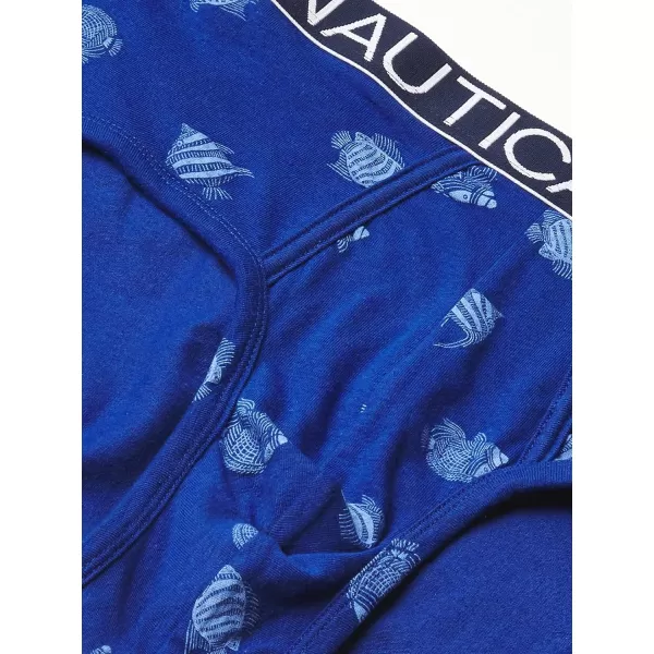 Nautica Mens 3 Pack Cotton Stretch BriefBlackCoastal SkyFish Printwindsurf