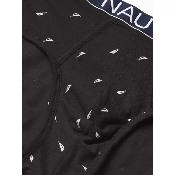 Nautica Mens 3 Pack Cotton Stretch BriefPeacoatCharcoalSail Print Black White