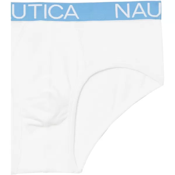 Nautica Mens 3 Pack Cotton Stretch BriefWhite  Pro BlueAero BlueCobalt Waistband