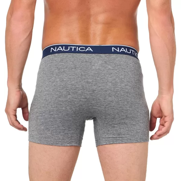 Nautica Mens 4 Pack Heather Stretch Boxer BriefBlackCharcoalHeather GreyAtlantis Heather