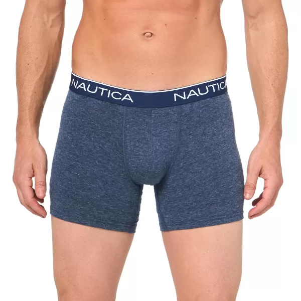 Nautica Mens 4 Pack Heather Stretch Boxer BriefPeacoatDutchSea MistNautica Red Heather