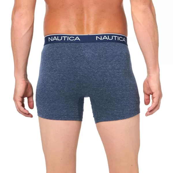 Nautica Mens 4 Pack Heather Stretch Boxer BriefPeacoatDutchSea MistNautica Red Heather