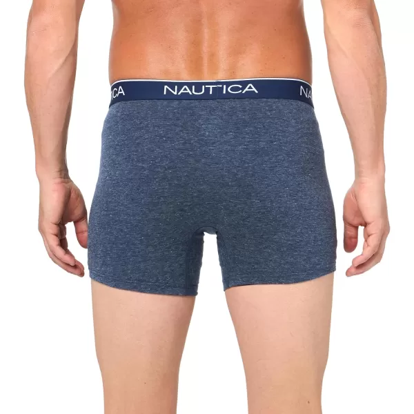 Nautica Mens 4 Pack Heather Stretch Boxer BriefPeacoatIndigoCharcoalOasis Pink Heather