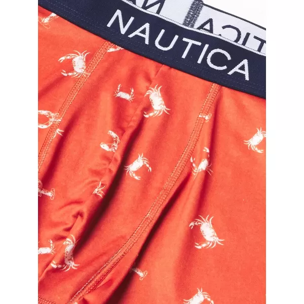 Nautica Mens 4 Pack Micro Boxer Brief2 PeacoatSea CobaltLobster Crab Printnautica Red