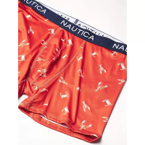 Nautica Mens 4 Pack Micro Boxer Brief2 PeacoatSea CobaltLobster Crab Printnautica Red