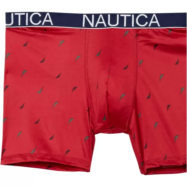 Nautica Mens 4 Pack Micro Boxer BriefPeacoatBright CobaltAero BlueSail Print