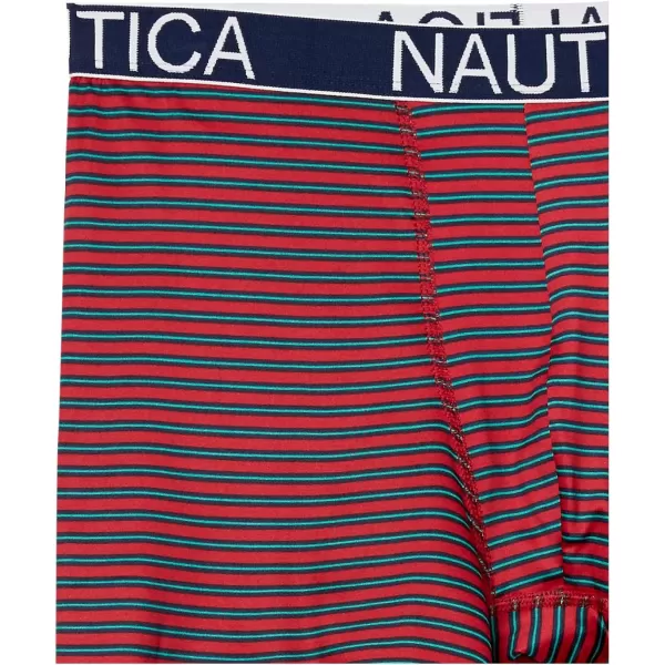 Nautica Mens 4 Pack Micro Boxer BriefPeacoatNautica RedPepper GreenHoliday Stripe