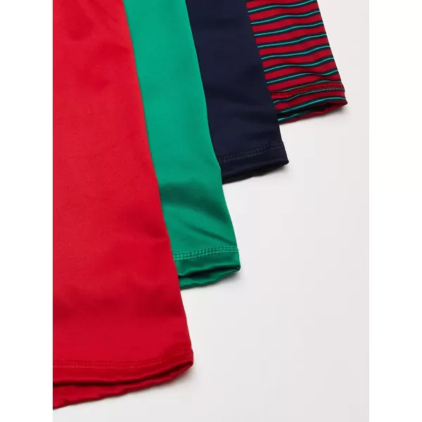 Nautica Mens 4 Pack Micro Boxer BriefPeacoatNautica RedPepper GreenHoliday Stripe