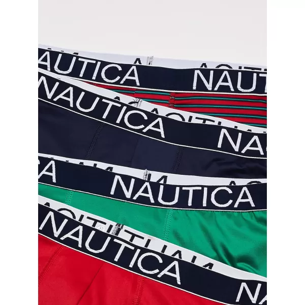 Nautica Mens 4 Pack Micro Boxer BriefPeacoatNautica RedPepper GreenHoliday Stripe