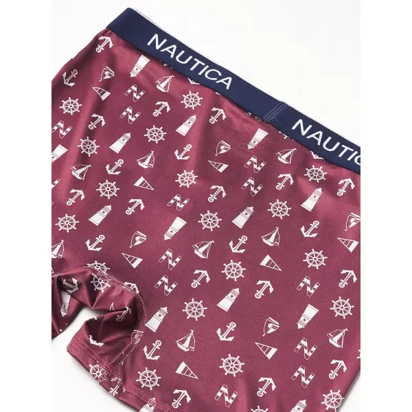 Nautica Mens 4 Pack Micro Boxer BriefPeacoatRoyal BurgundyMonaco BlueLight House Royal