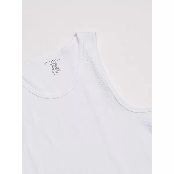 Nautica Mens 4 Pack Ribbed Cotton TankWhite