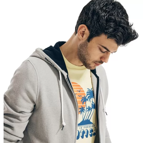 Nautica Mens Anchor Fleece FullZip HoodieFallWinter 2024 Smoke Grey Heather