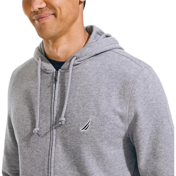 Nautica Mens Anchor Fleece FullZip HoodieStone Grey Heather