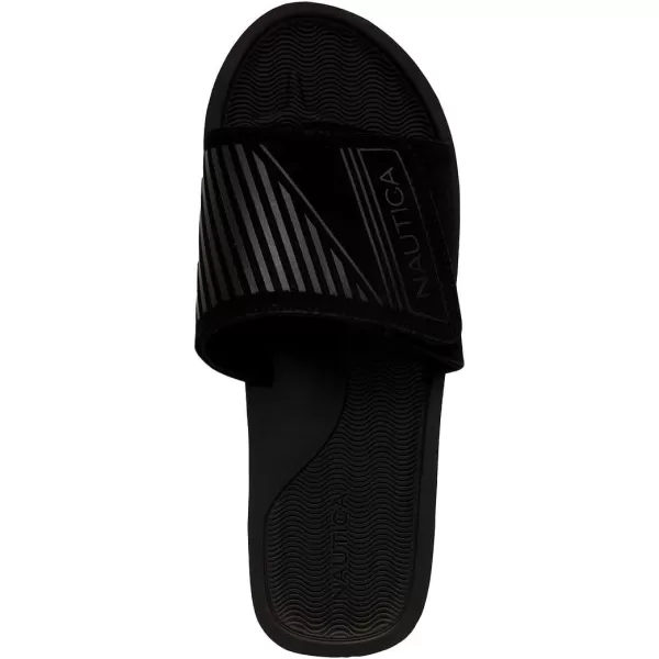 Nautica Mens Athletic Slide Adjustable Straps Comfort SandalWideMedium WidthBlack Stone