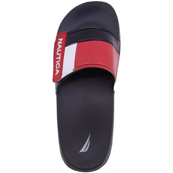 Nautica Mens Athletic Slide Adjustable Straps Comfort SandalWideMedium WidthBower 2blackWhiteRed