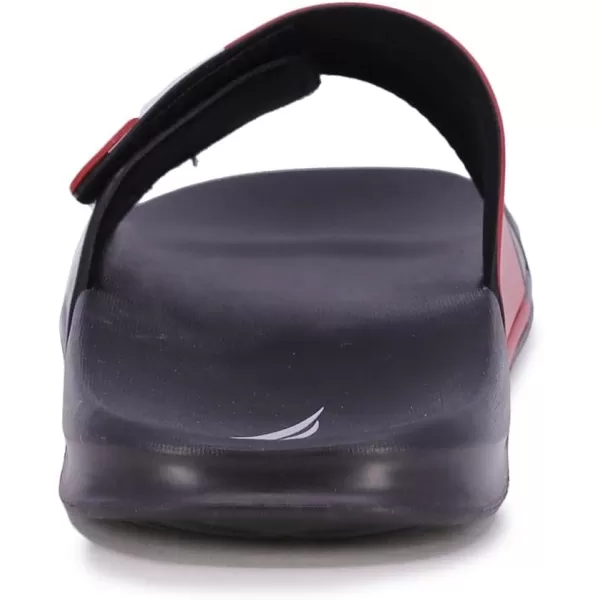 Nautica Mens Athletic Slide Adjustable Straps Comfort SandalWideMedium WidthBower 2blackWhiteRed
