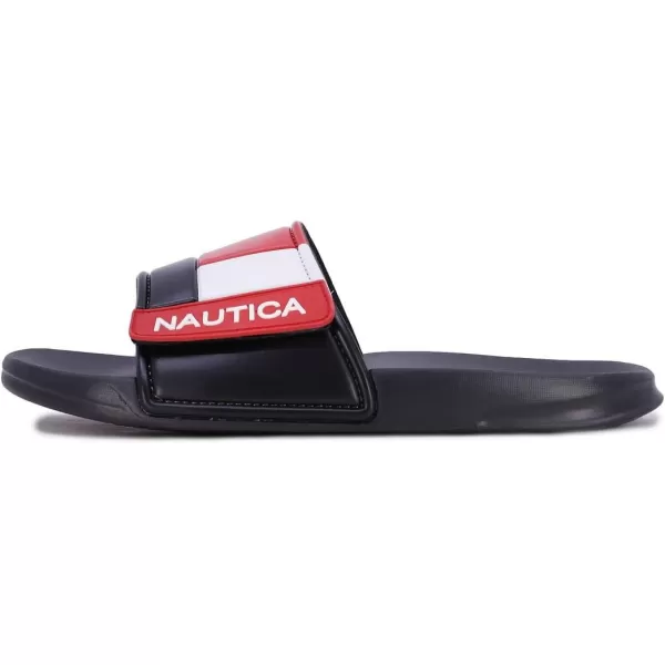 Nautica Mens Athletic Slide Adjustable Straps Comfort SandalWideMedium WidthBower 2blackWhiteRed