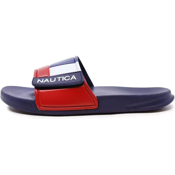 Nautica Mens Athletic Slide Adjustable Straps Comfort SandalWideMedium WidthBower 2navyWhiteRed