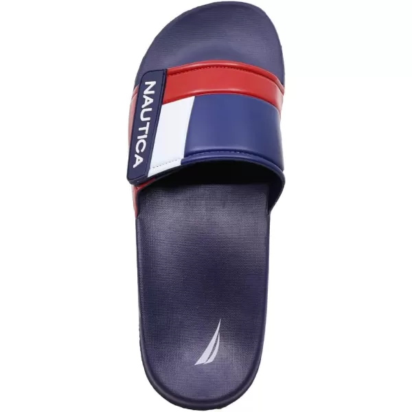 Nautica Mens Athletic Slide Adjustable Straps Comfort SandalWideMedium WidthBower 2navyWhiteRed