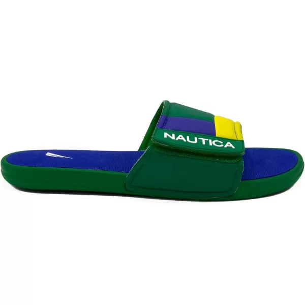 Nautica Mens Athletic Slide Adjustable Straps Comfort SandalWideMedium WidthGreenBlueYellow