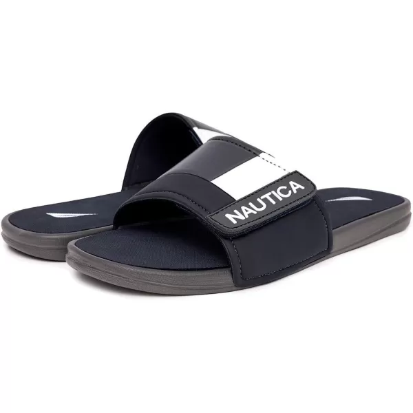 Nautica Mens Athletic Slide Adjustable Straps Comfort SandalWideMedium WidthGrey