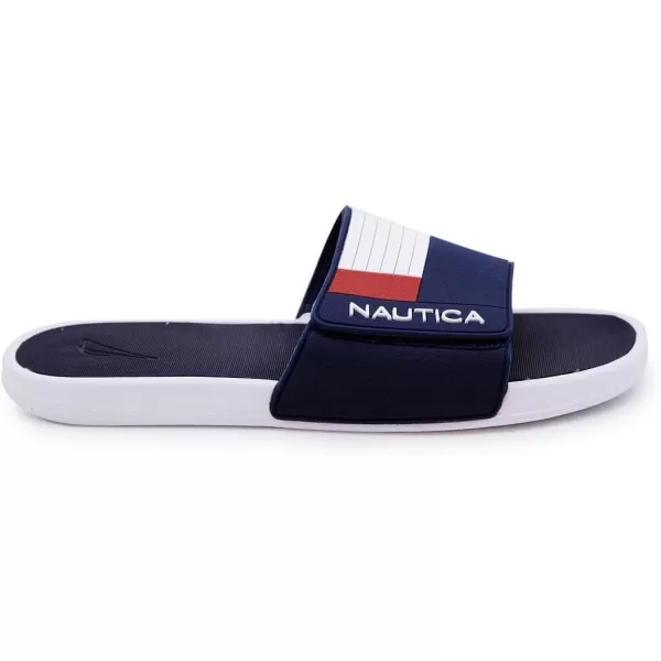 Nautica Mens Athletic Slide Adjustable Straps Comfort SandalWideMedium WidthNavy Benton