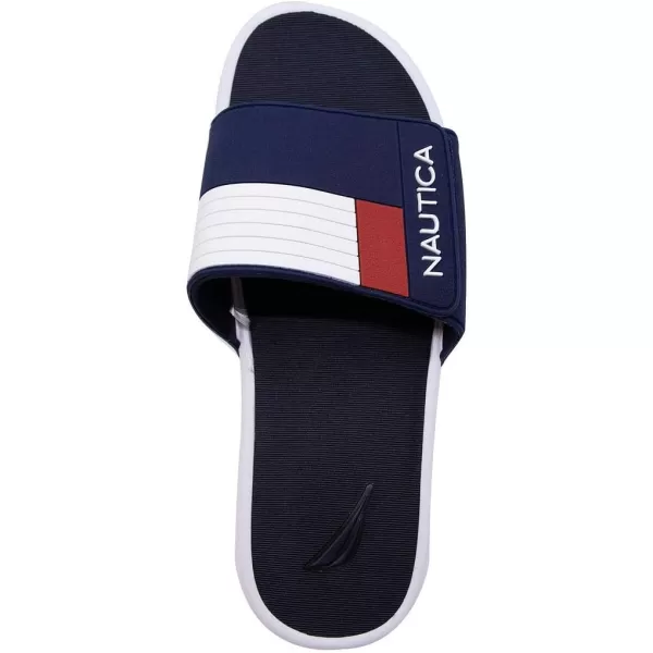 Nautica Mens Athletic Slide Adjustable Straps Comfort SandalWideMedium WidthNavy Benton