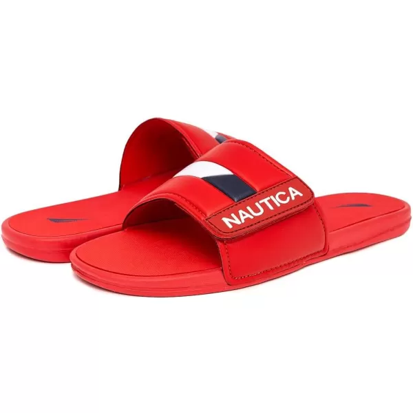 Nautica Mens Athletic Slide Adjustable Straps Comfort SandalWideMedium WidthRed