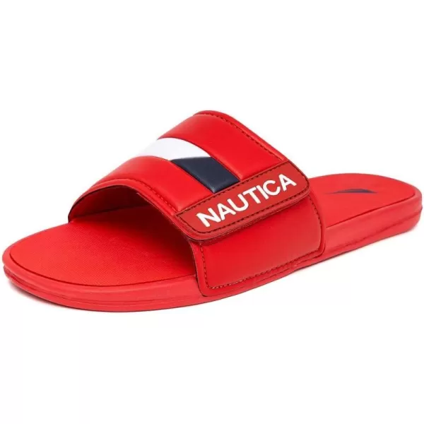 Nautica Mens Athletic Slide Adjustable Straps Comfort SandalWideMedium WidthRed