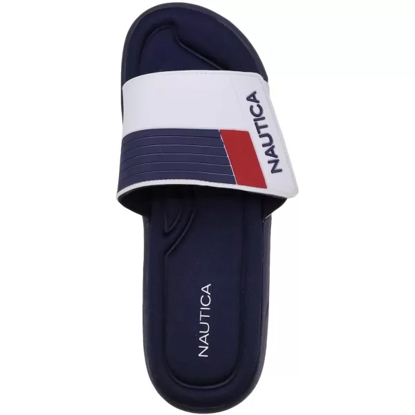 Nautica Mens Athletic Slide Adjustable Straps Comfort SandalWideMedium WidthWhite Benton 2