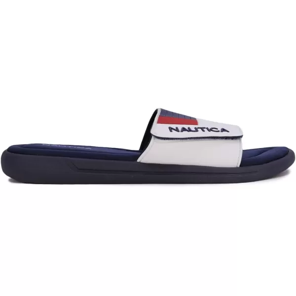 Nautica Mens Athletic Slide Adjustable Straps Comfort SandalWideMedium WidthWhite Benton 2