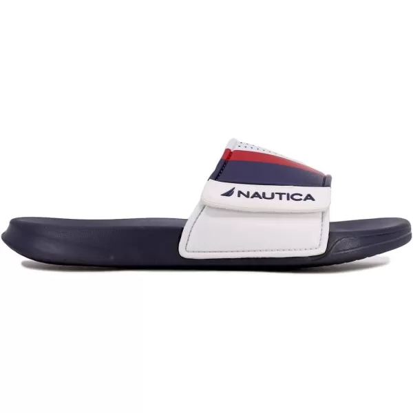 Nautica Mens Athletic Slide Adjustable Straps Comfort SandalWideMedium WidthWhite Carlota