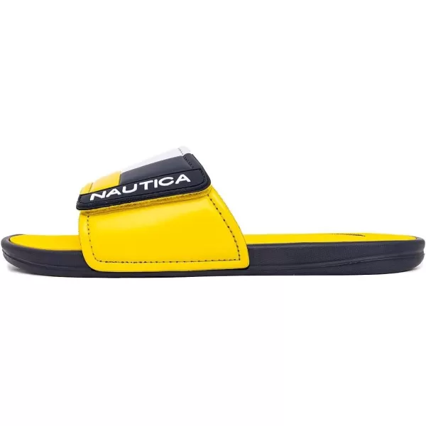 Nautica Mens Athletic Slide Adjustable Straps Comfort SandalWideMedium WidthYellow