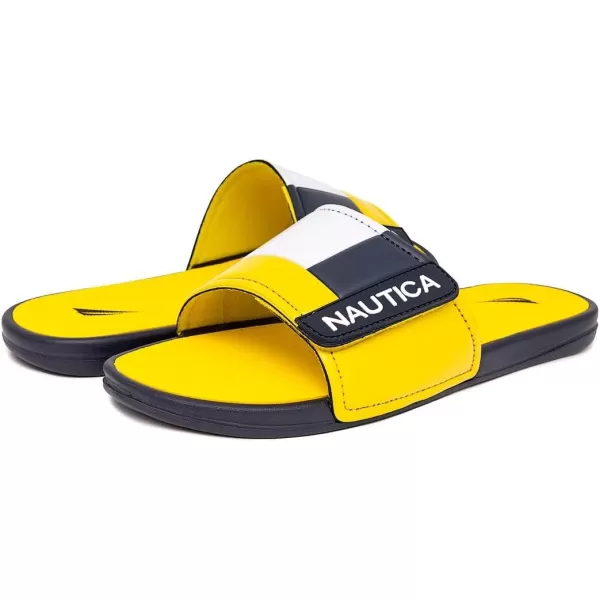 Nautica Mens Athletic Slide Adjustable Straps Comfort SandalWideMedium WidthYellow