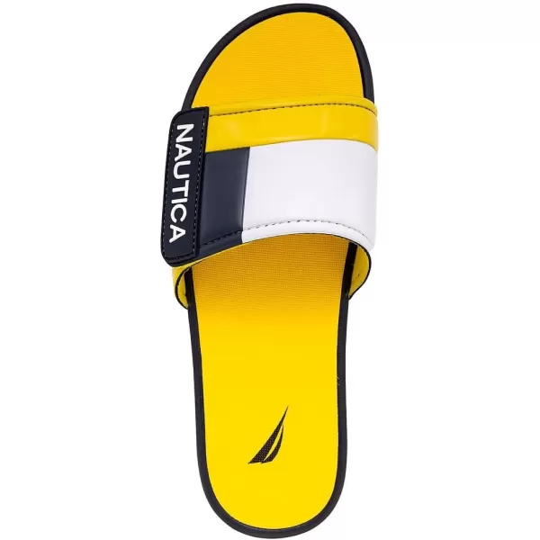 Nautica Mens Athletic Slide Adjustable Straps Comfort SandalWideMedium WidthYellow