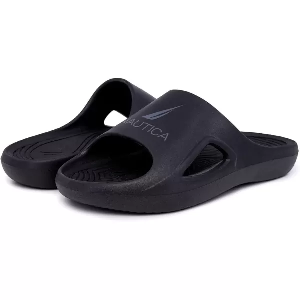 Nautica Mens Athletic Slides Sport Shower Sandals for Indoor  Outdoor  Lightweight Durable and ComfortableBlack